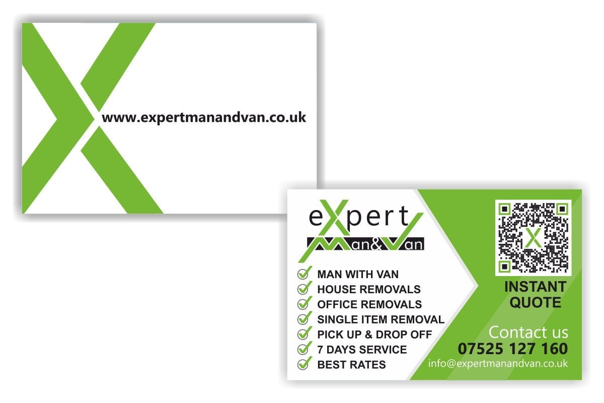 eXpert Man and Van Business Cards design and print